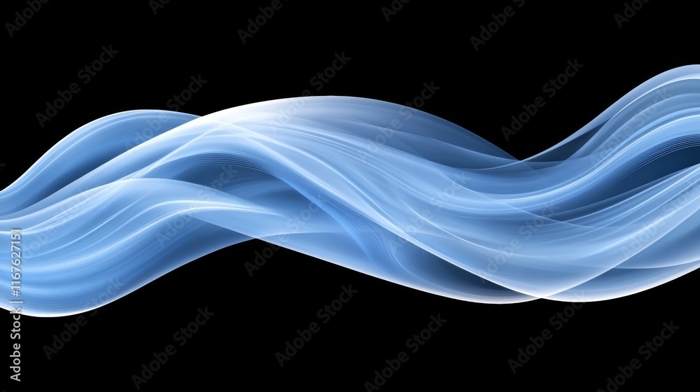Poster futuristic blue light streaks create dynamic flowing patterns against a dark background in an impres