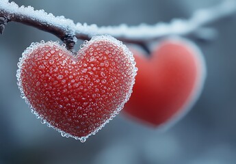 Heart-Shaped Object with Frost
