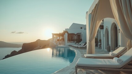 Luxury Santorini Sunset Poolside Escape