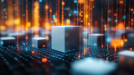 Futuristic wireframe startup icon with AI nodal points in a dynamic monochromatic setting against a black background