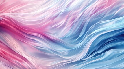 Obraz premium An abstract background featuring waves of pink and blue colors with smooth curves of liquid paint, soft lighting, and volumetric light. Ideal for high-end design projects, luxury branding, abstract