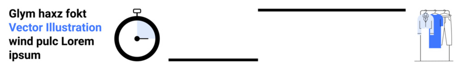 Stopwatch tracking time next to drying clothes on a clothesline. Ideal for productivity, time management, household chores, efficiency, laundry care, scheduling, daily routine concepts. Landing page