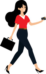 Business woman with credit card in hand illustration