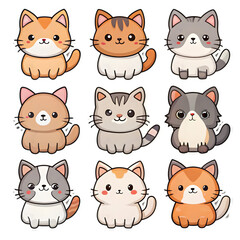 Fototapeta premium set of cats isolated on transparent background