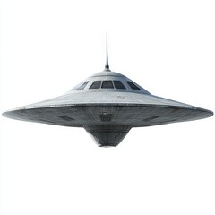 A UFO, Isolated on a White Background, Sci-Fi Concept, Extraterrestrial, Unidentified Flying Object, Space Exploration