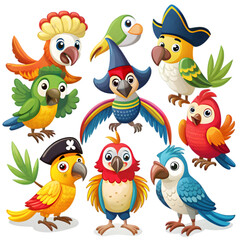 Fototapeta premium set of cartoon birds isolated on transparent background