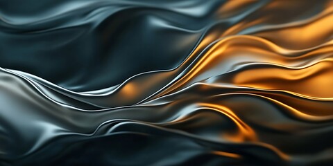 Obraz premium fluid metallic shapes with smooth transitions in bold gold and silver hues 