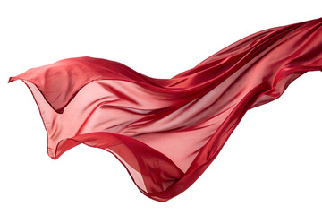 Red silk fabric fluttering in the wind isolated on the transparent background