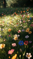 Colorful wildflowers blooming in a vibrant meadow during daylight