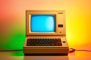 Photo of an old beige Apple IIe computer with a flat display and keyboard