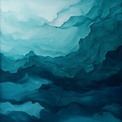 Obraz premium abstract flowing waves in shades of teal and white with a glossy finish 