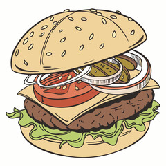burger and fries