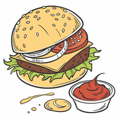 hamburger on a white