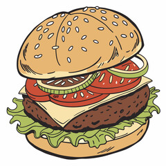 hamburger on a white