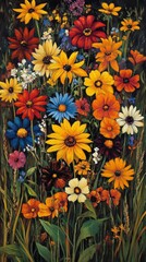 Vibrant flower garden showcasing colorful blooms in springtime