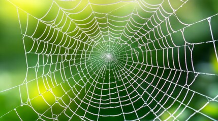 Naklejka premium Dew-Adorned Spider Web