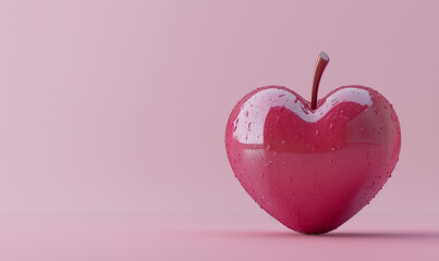 Obraz premium Sustainable weight loss event healthy heart-shaped apple modern studio 3d art minimalist aesthetic promoting healthy living
