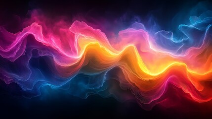 Abstract Colorful Waves Flowing Through Space