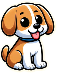 Cute cartoon puppy dog sitting and panting