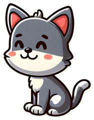 Obraz premium Adorable kawaii cat sitting happily with closed eyes
