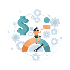 Cost optimization concept. Idea of financial and marketing strategy. Cost and income balance. Spending and cost reduction, while maximizing business value. Isolated flat illustration vector	