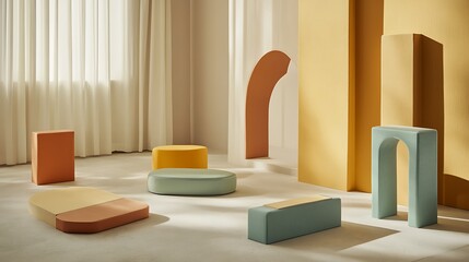 Minimalist Interior Design Featuring Pastel Upholstered Furniture