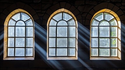 Obraz premium Shadows Cast by Sunlight Through Windows: Patterns, Natural Light, Architectural Design, Tranquil Atmosphere