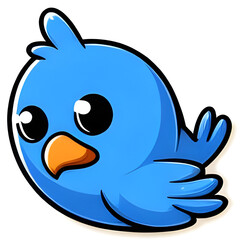 Fototapeta premium Cute blue cartoon bird looking curious
