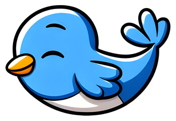 Fototapeta premium Happy blue cartoon bird flapping its wings