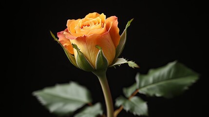 Macro Photograph of an Unopened Orange Rose Bud