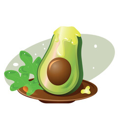 avocado with butter. vector image