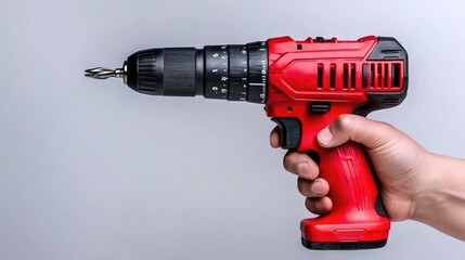 Powerful electric drill in hand workshop setting tool photography focused environment close-up view diy concept