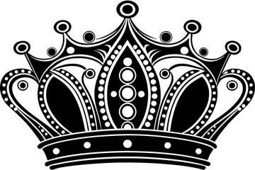 Ornate black and white crown vector illustration elegant royal design, royal crown illustraion