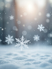 Naklejka premium A serene and intimate photograph of large snowflakes gently falling from the sky. captured in a minimalist style that emphasizes the simplicity and beauty of the winter wonderland.