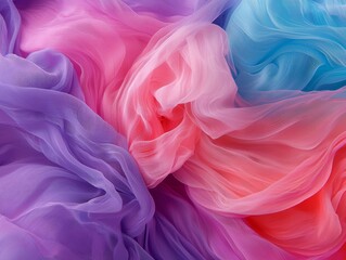 Obraz premium Pastel Rainbow Fabric Texture Sheer Draped Ombre Soft Colorful Elegant Background Design Textile