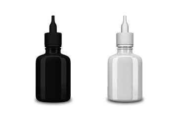 Black and White Nasal Spray Bottle Mockup – Blank Medical Packaging on White Background