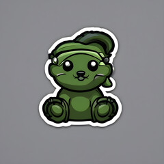 Cute green otter wearing a headband sticker
