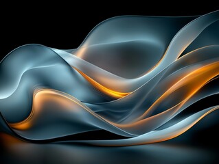 Abstract Blue Gold Waves Elegant Swirling Design Background