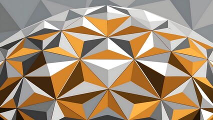 Fototapeta premium Abstract Geodesic Dome Pattern with Metallic Silver, Gold, and Copper for Futuristic and Modern Designs