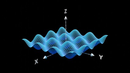 university level math, morphing parametric surfaces three dimension graphs 3d illustration background. Can be used to represent calculus math, lineal algebra or engineering xyz equations
