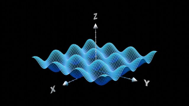 university level math, morphing parametric surfaces three dimension graphs 3d illustration background. Can be used to represent calculus math, lineal algebra or engineering xyz equations