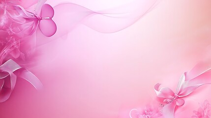 Fototapeta premium Delicate Pink Floral Design With Ribbons and Butterflies