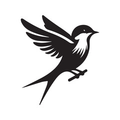 Bird black silhouette vector icon logo