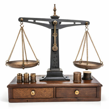 roberval balance in front of white background