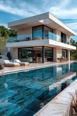 Minimalist White Modern House with Pool in Greece – Reflection Photography