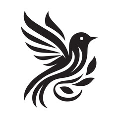 Bird black silhouette vector icon logo