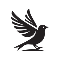 Bird black silhouette vector icon logo