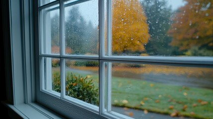 Fototapeta premium Raindrops on Foggy Window