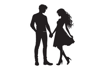 Man and woman couple holding hand silhouette