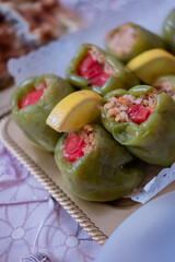 Traditional Turkish dish stuffed green peppers